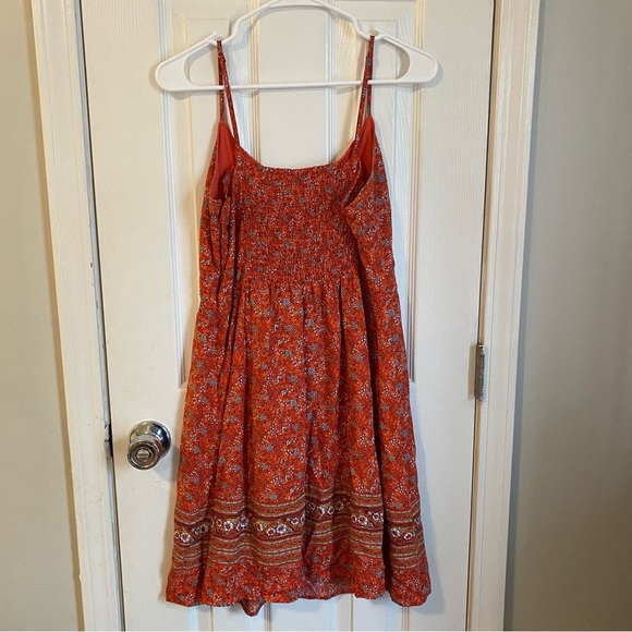 Old Navy orange dainty floral print smocked waist dress LAST CHANCE - Picture 2 of 6